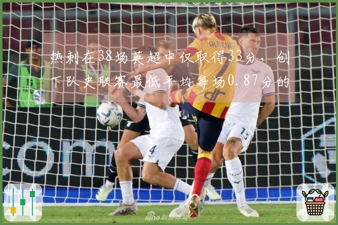 热刺在38场英超中仅取得33分，创下队史联赛最低平均每场0.87分的纪录